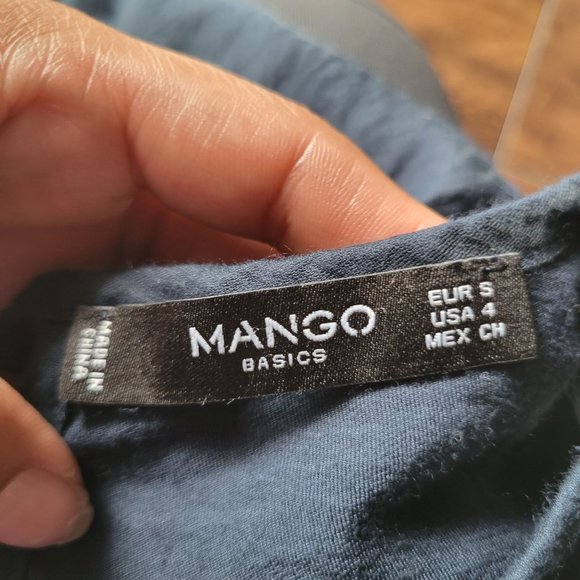 Mango Basics Womans Dark Blue Scoop Neckline sleeveless Ruffle Dress Size 4 - Picture 7 of 7